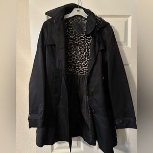 Guess heavy coat, black jacket with removable hoodie